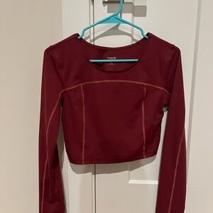 Maroon Long Sleeve Crop Top
